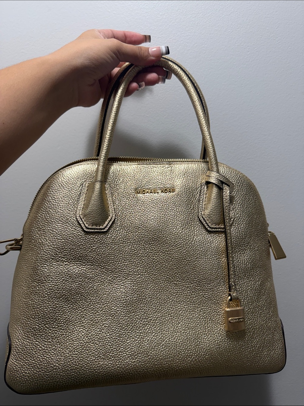 Michael Kors Metallic Gold Dome Satchel